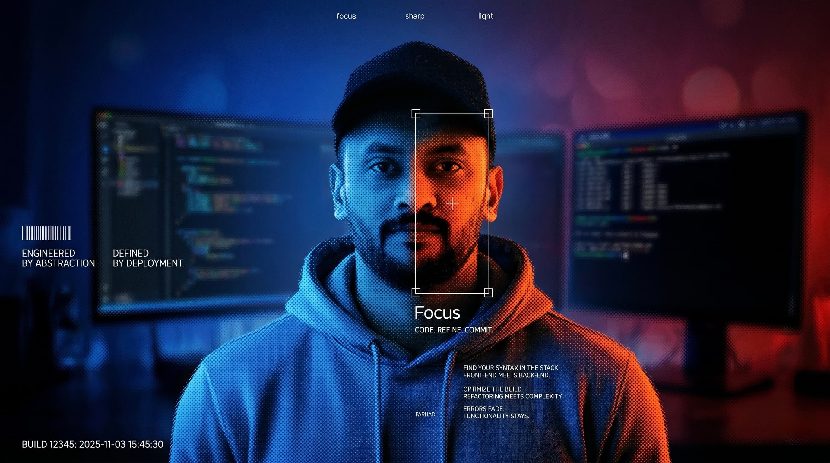 Developer portrait with face detection overlay